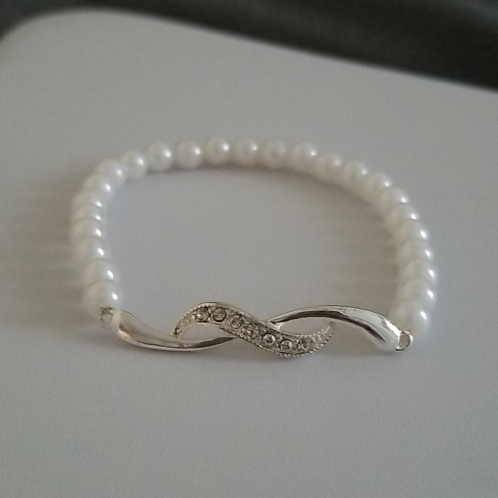 Faux Pearl and Rhinestone Bracelet